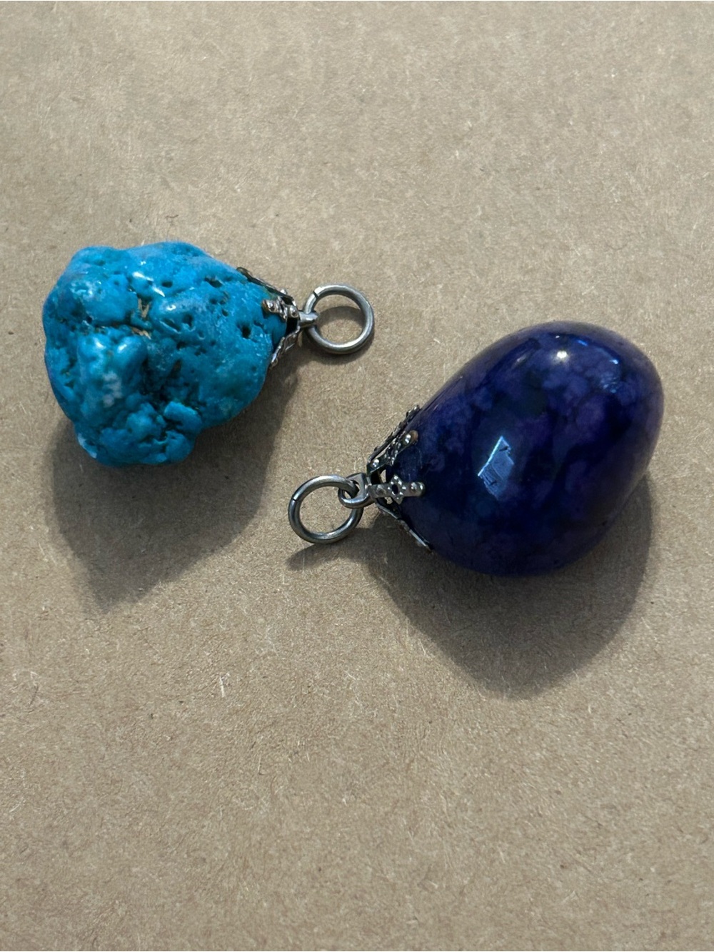 Turquoise & Deep Blue Stone Pendant Charms